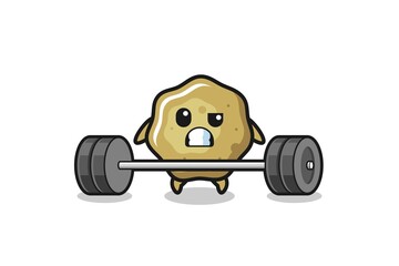 cartoon of loose stools lifting a barbell