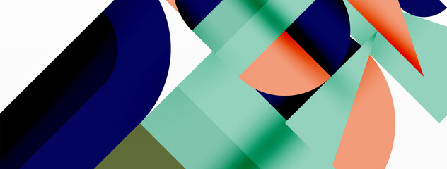 Obraz premium Minimal geometric abstract background. Circle square and triangle design. Trendy techno business template for wallpaper, banner, background or landing