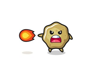 cute loose stools mascot is shooting fire power