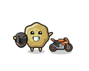 cute loose stools cartoon as a motorcycle racer
