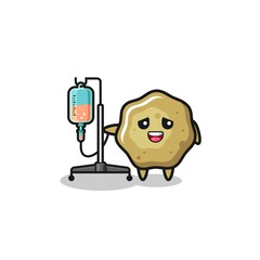 cute loose stools character standing with infusion pole