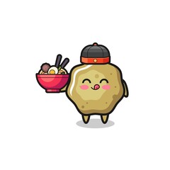 loose stools as Chinese chef mascot holding a noodle bowl