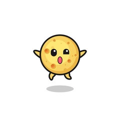round cheese character is jumping gesture
