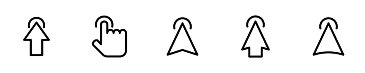 Conjunto de icono de puntero de mano. Cursor de clic del ratón de la computadora. Ilustración vectorial, estilo recto