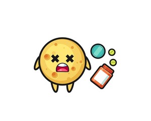illustration of overdose round cheese character