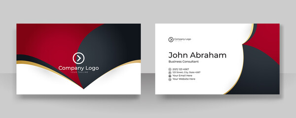 Minimalis black red gold design business card template background