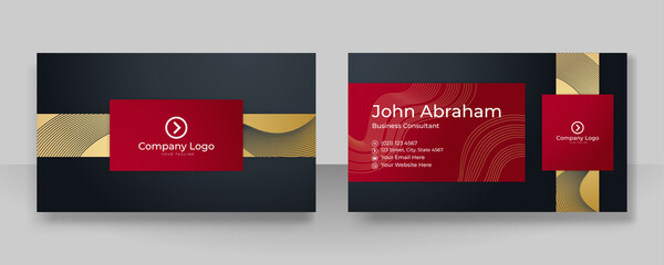 Elegant Modern professional black red gold design business card template background
