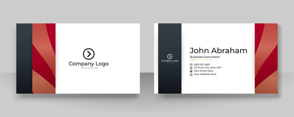 Clean corporate black red gold design business card template background