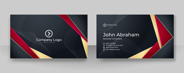 Elegant Modern professional black red gold design business card template background