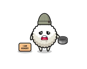 cute rice ball beggar cartoon character