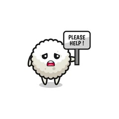 cute rice ball hold the please help banner