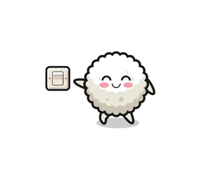 cartoon rice ball is turning off light