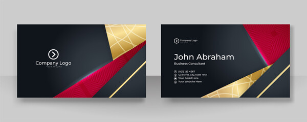 Elegant Modern professional black red gold design business card template background