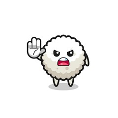 rice ball character doing stop gesture