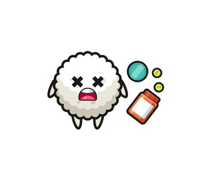 illustration of overdose rice ball character