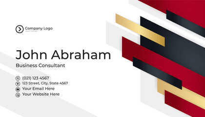 Clean corporate black red gold design business card template background