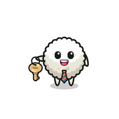 cute rice ball as a real estate agent mascot