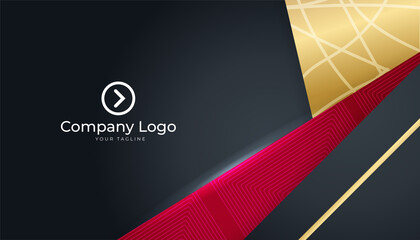 Elegant Modern professional black red gold design business card template background