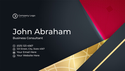 Elegant Modern professional black red gold design business card template background