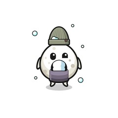 cute cartoon onigiri with shivering expression