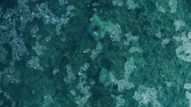 aerial view melting ice the Siberian river