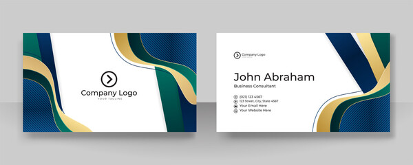 Modern professional corporate blue green gold design business card template background