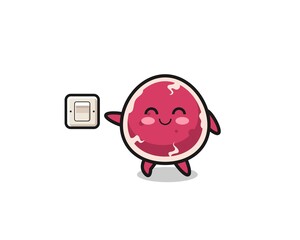 cartoon beef is turning off light