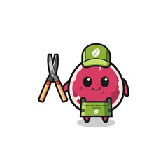 cute beef as gardener mascot