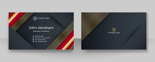 Minimalis black red gold design business card template background