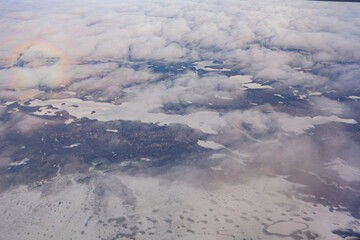 Aerial view of some snowy river landscape at Anchorage