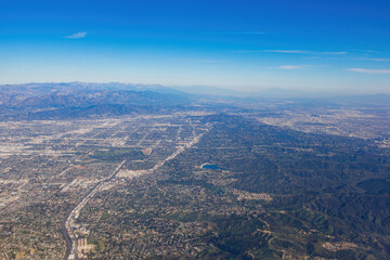 Fototapeta na wymiar Aerial view of the Los Angeles county area