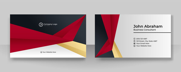 Elegant Modern professional black red gold design business card template background