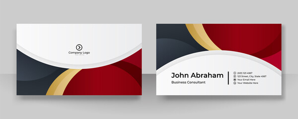 Clean corporate black red gold design business card template background