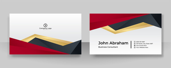 Minimalis black red gold design business card template background