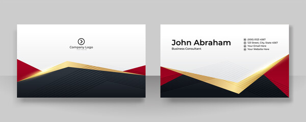 Minimalis black red gold design business card template background