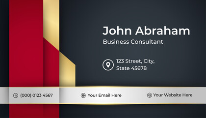 Modern professional corporate black red gold design business card template background