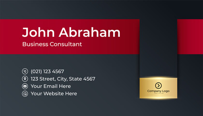 Minimalis black red gold design business card template background