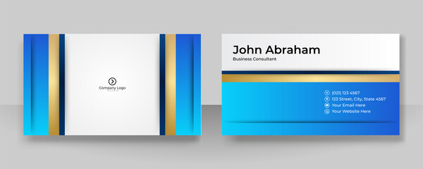 Clean corporate blue gold design business card template background