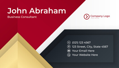 Minimalis black red gold design business card template background