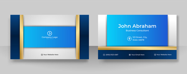 Minimalis blue gold design business card template background