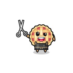 apple pie character as barbershop mascot