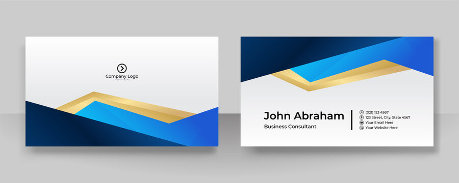 Minimalis blue gold design business card template background
