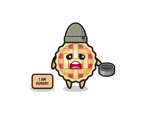 cute apple pie beggar cartoon character
