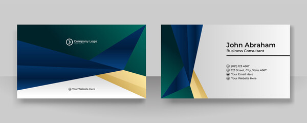 Elegant Modern professional blue green gold design business card template background