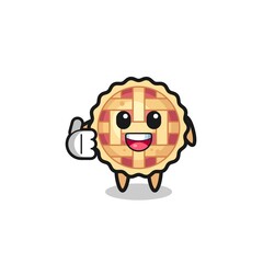 apple pie mascot doing thumbs up gesture