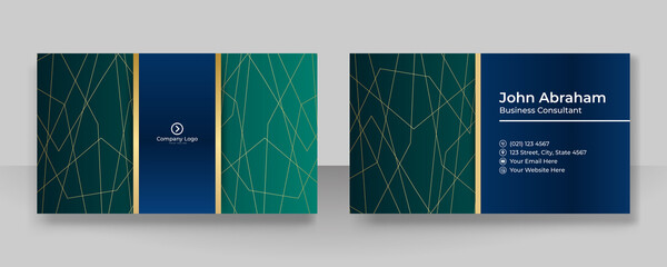 Modern professional corporate blue green gold design business card template background