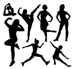 People pose sport and dance silhouette