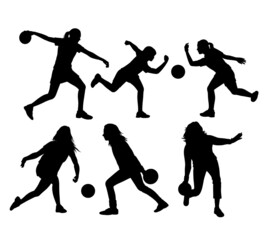 female bowling sport activity silhouette