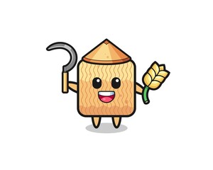 raw instant noodle Asian farmer holding paddy