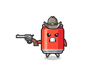 the drink can cowboy shooting with a gun